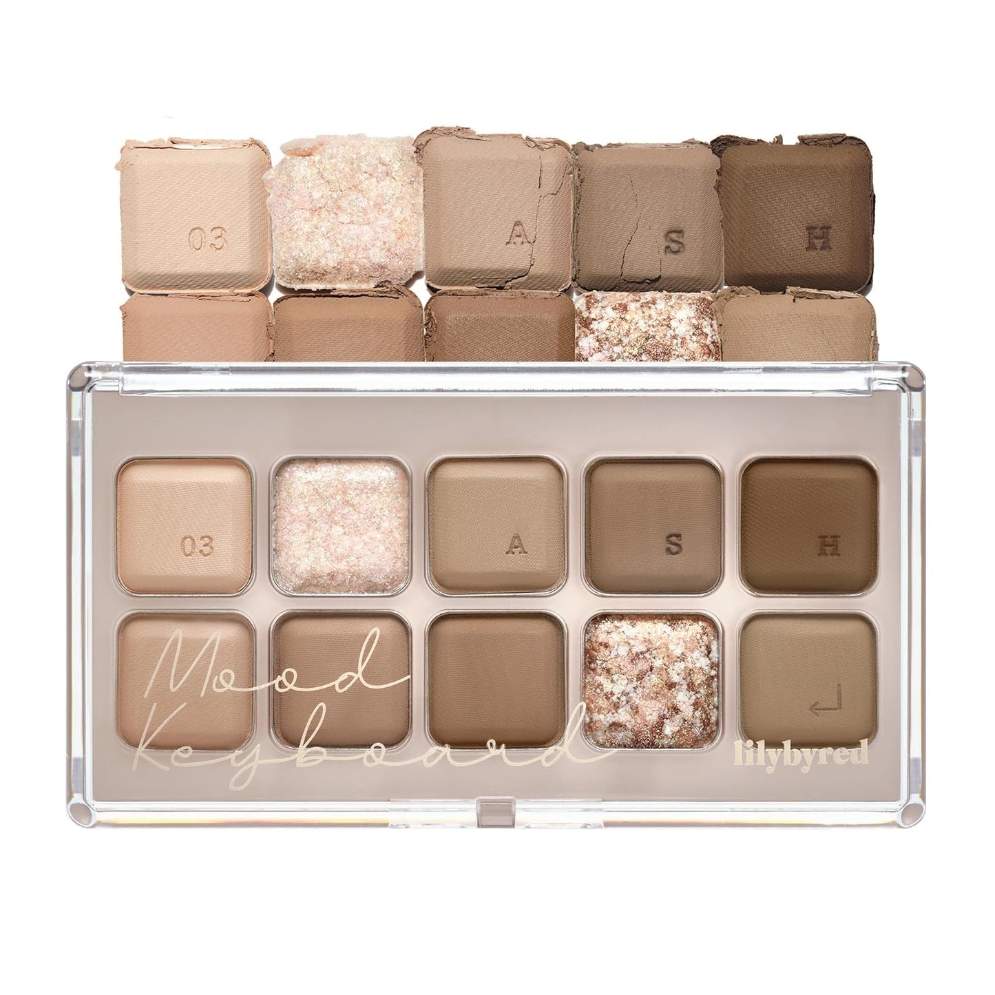 lilybyred Mood keyboard eyeshadow palette | Soft neutral ash color, Long-Wearing, glitter, Clear watercolor | Palette With Easy Color Matching For All | K-beauty (03#Ash Beige)
