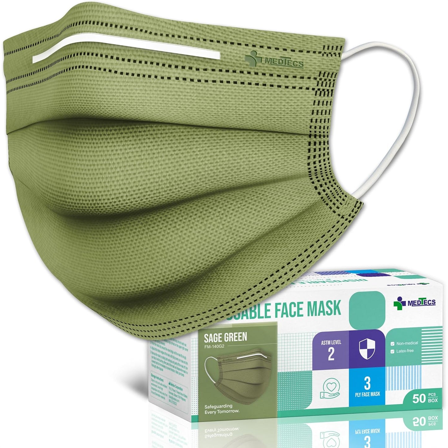 Medtecs Face Mask Disposable – Available in 50 & 2,000 pcs – ASTM Level 1, 3-Ply Breathable, Soft Fit – Adult Size – Ideal for Commuting & Daily Wear