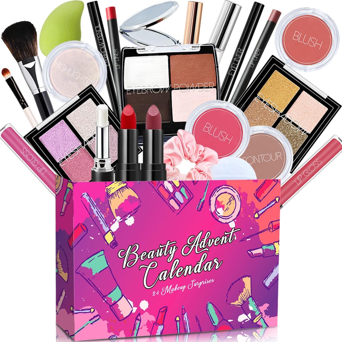 Makeup Advent Calendar 2025 Teen Girls Women Beauty Countdown Calendar Christmas Gifts for Women Teen Girl Trendy Stuff Unique Makeup Set Gifts Mascara Lipstick Blush Eyebrow Gel Eyeshadow