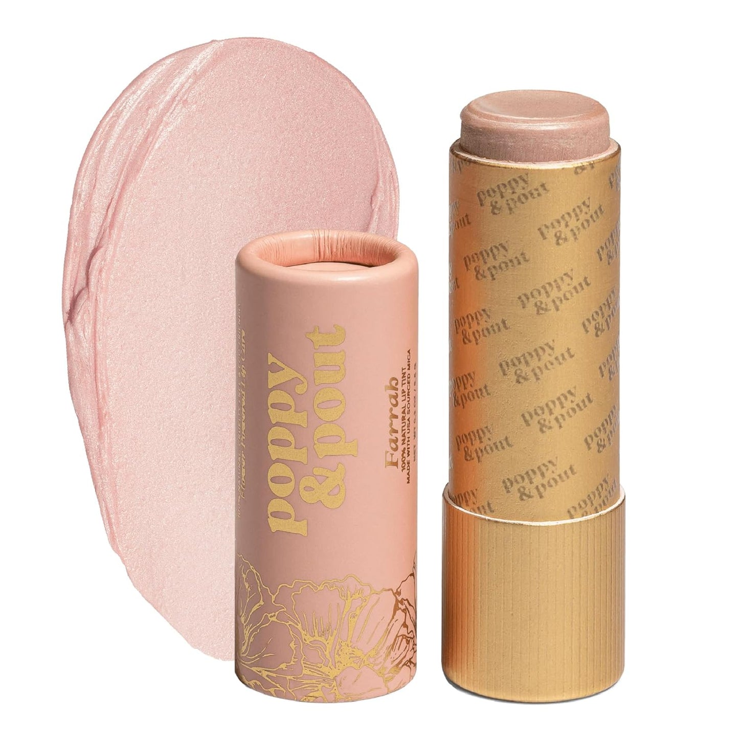 Poppy & Pout All Natural Lip Tint, Cardboard Tube, Hand-Filled, Beeswax, Vitamin E, Coconut Oil, Cruelty Free, All-Natural Shades (Farrah)