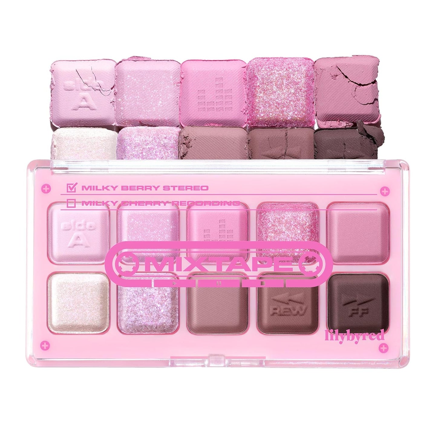 lilybyred Mood Keyboard | 10-Shade Korean Eyeshadow Palette, Highly Pigmented, Matte, Shimmer & Jelly Glitter, Smooth. Blendable, Long-Lasting, Dome-Shaped Design, 0.37 oz. (09 Milky Berry Stereo)