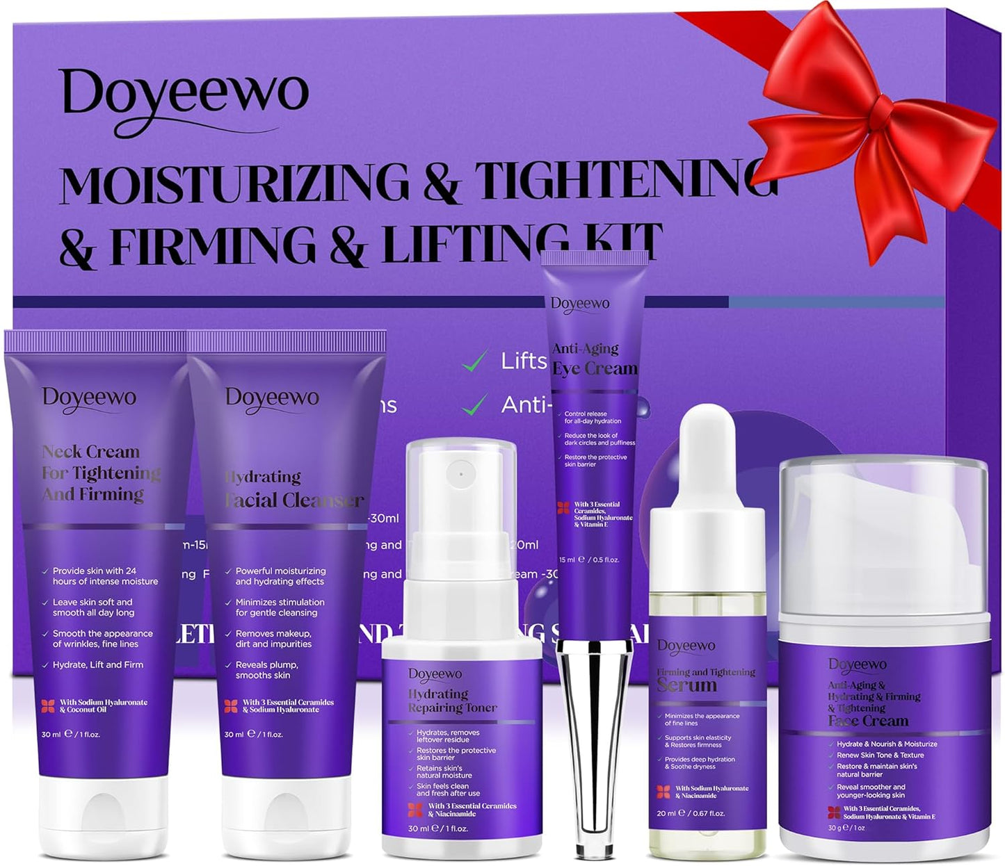 Skin Care Set,Professional Womens Teens Tighten Lift Firm Skincare,Hydrate Anti-Aging Facial Skin Care Routine Kit Travel Gift Set,Birthday Christmas Secret Santa Gifts for Women Teenage Girl Wife Mom