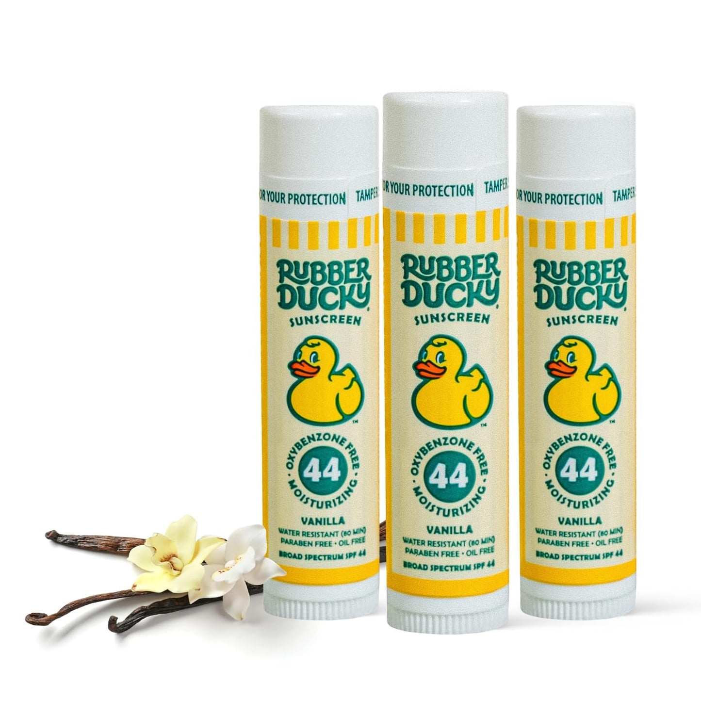 Rubber Ducky | Lip Balm with SPF 44, Water Resistant Sunscreen Lip Balm | Vegan, Untinted, Vanilla Flavor, with Vitamin E | All Season - Broad Spectrum Sunscreen for Lips