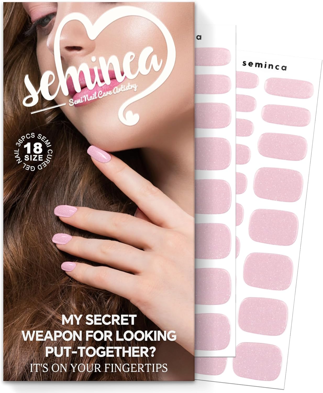 Semi Cured Gel Nail Art Wraps-Multi-Size Semi Gel Press On Nails Stickers for Large/Medium/Small Nail Beds,No Damage Removal Works with Any UV/LED Lamps(Glazed Donut)