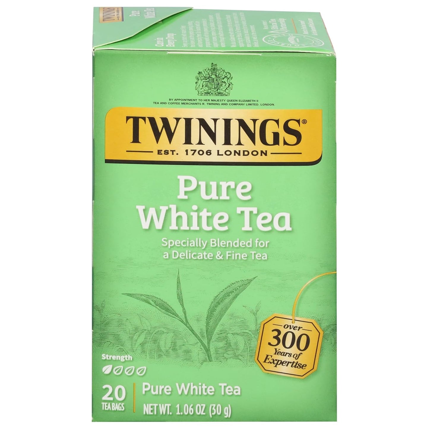 Twinings Pure White Tea Individually Wrapped Bags, 20 Count (Pack of 1), Light & Fresh, Caffeinated, Enjoy Hot or Iced, 20 Teabags