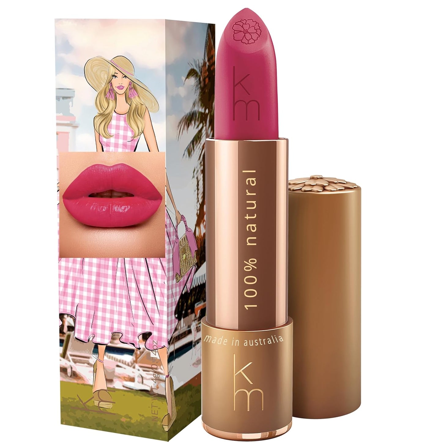 Karen Murrell - Natural Lip Stick 03 Pink Starlet - Pink Lipstick - Matte Finish, 100% Natural Ingredients, Moisturizes & Hydrates Lips - Paraben & Cruelty Free