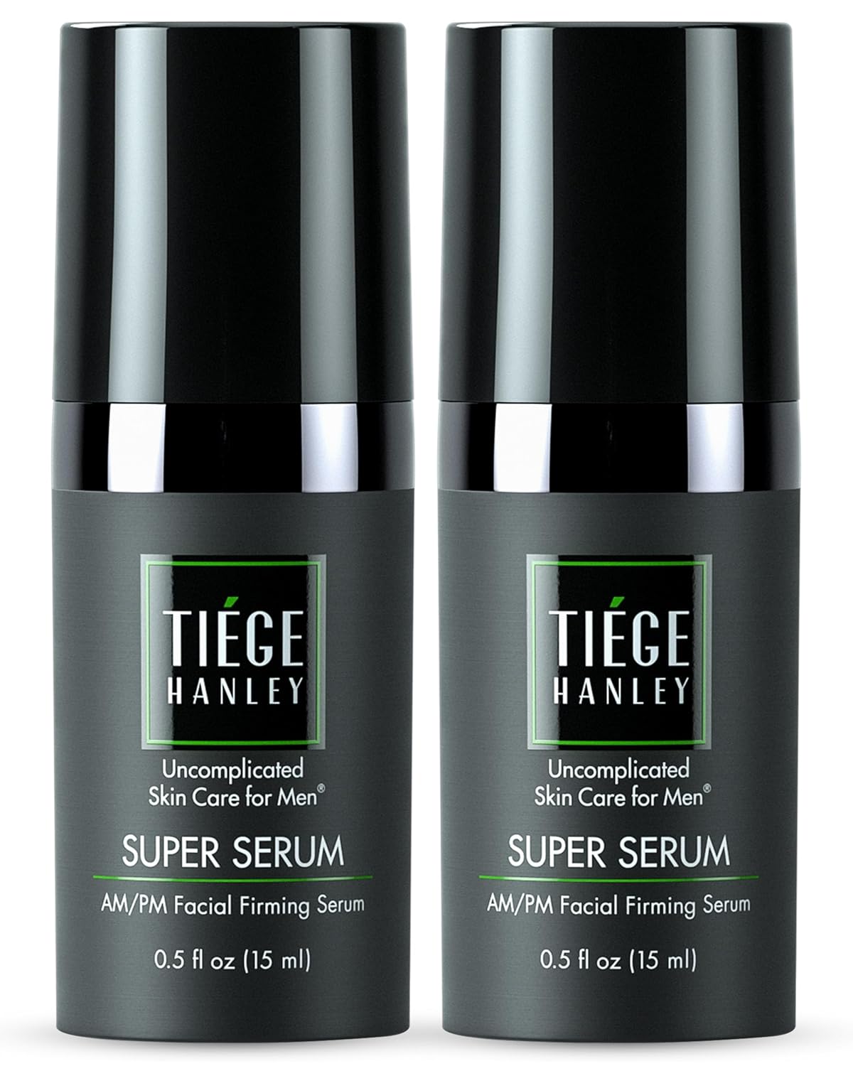 Tiege Hanley Anti-Aging Face Serum, SUPER SERUM (2-Pack) - Skin Tightening Facial Serum for Men - Mens Serum For Face with Sodium Hyaluronate & Retinyl Palmitate for Smoother & Tighter Skin, 0.5 Fl Oz
