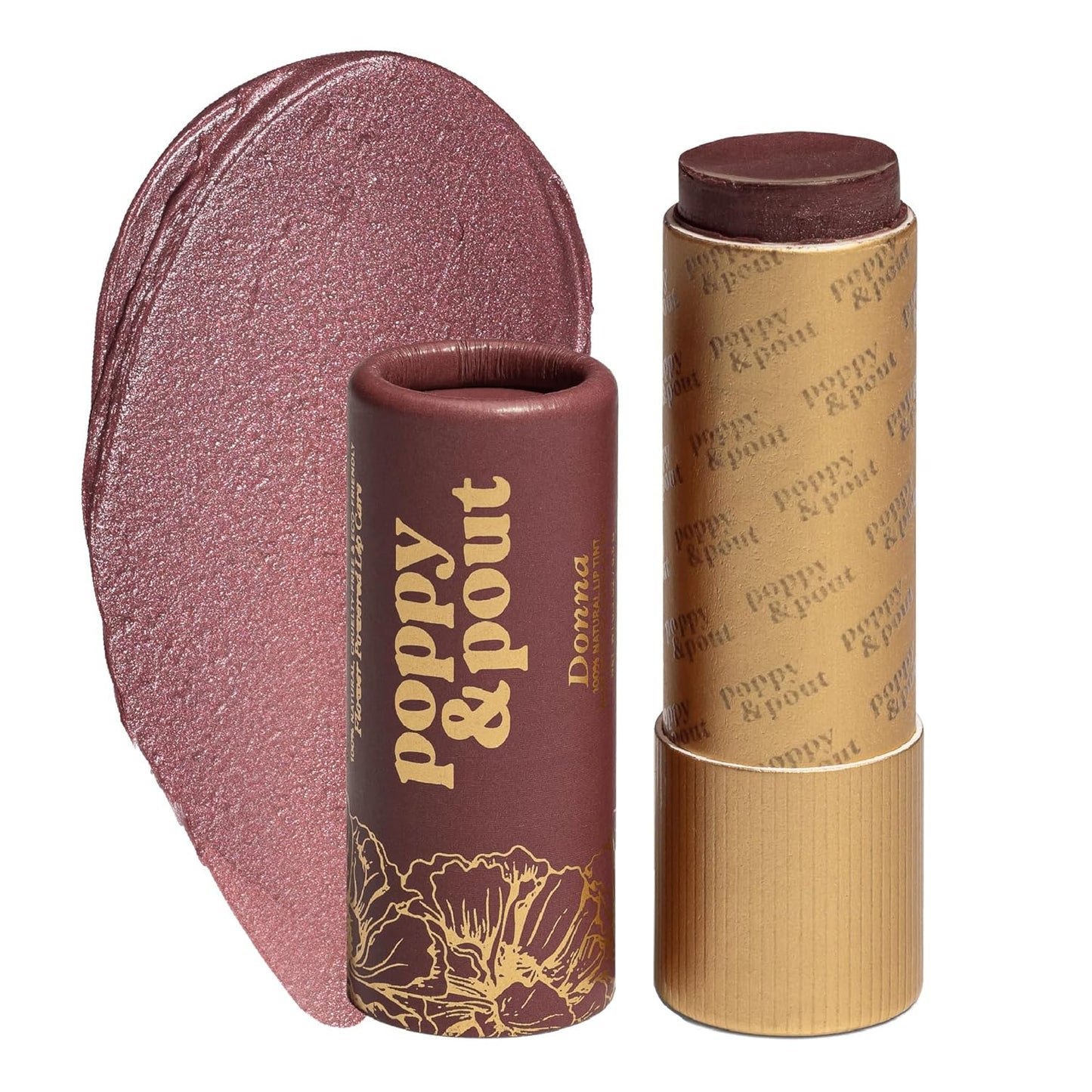 Poppy & Pout All Natural Lip Tint, Cardboard Tube, Hand-Filled, Beeswax, Vitamin E, Coconut Oil, Cruelty Free, All-Natural Shades (Donna)