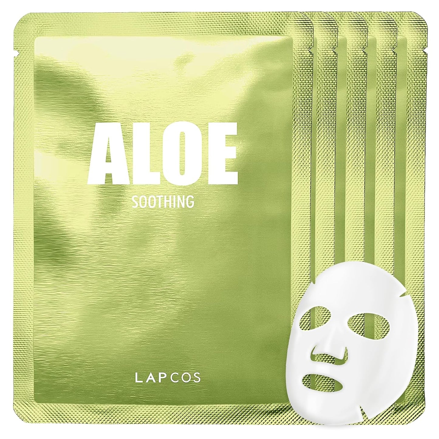 LAPCOS Aloe Sheet Mask, Daily Face Mask with Cucumber and Aloe Gel to Calm and Moisturize Skin, Korean Beauty Favorite, 5-Pack