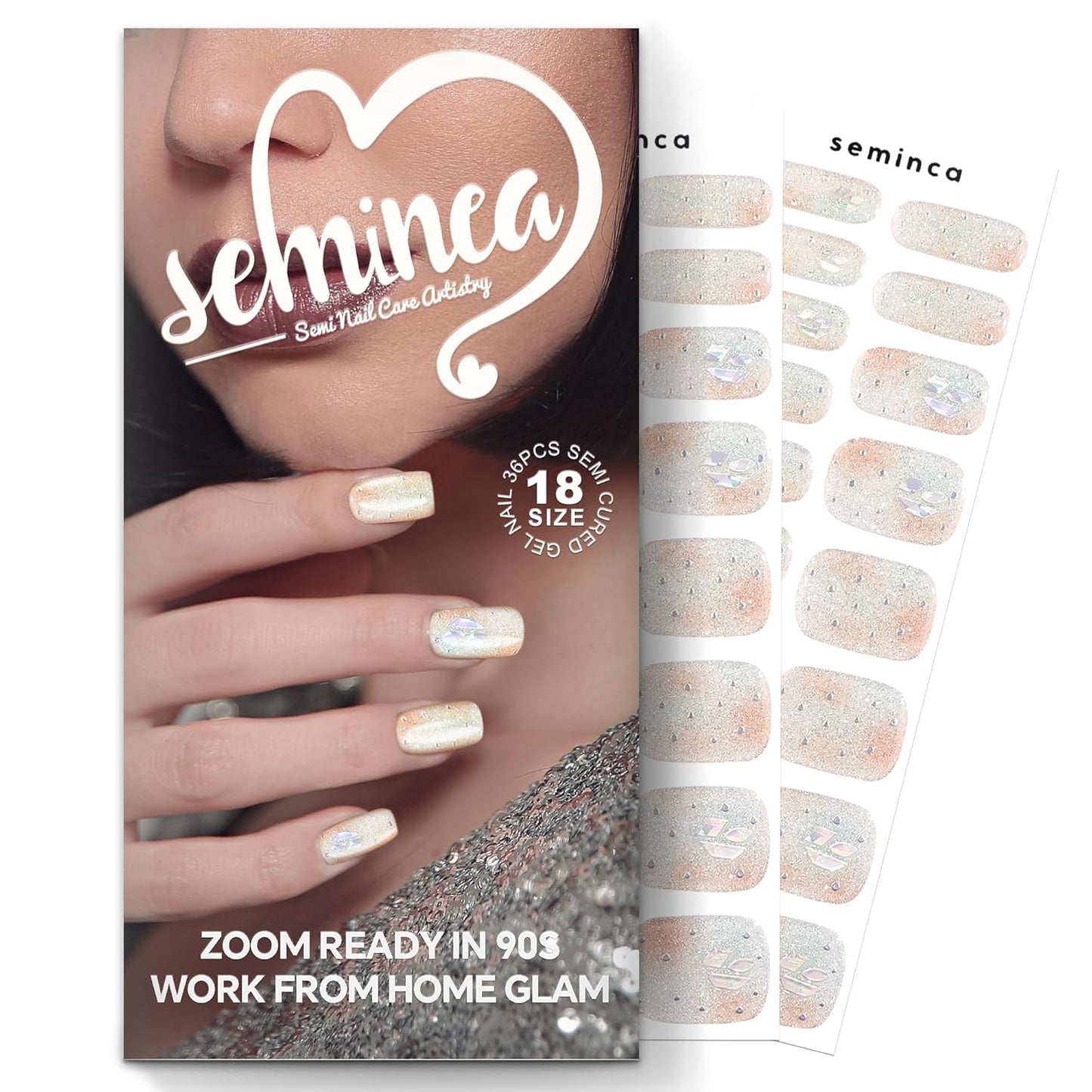 Semi Cured Gel Nail Strips-Salon Quality Semi-Cured Gel Press On Nails Stickers Quick DIY Nail Art Manicure Kits for Women at Home Works with Any UV/LED Lamps(Gilded Constellation)