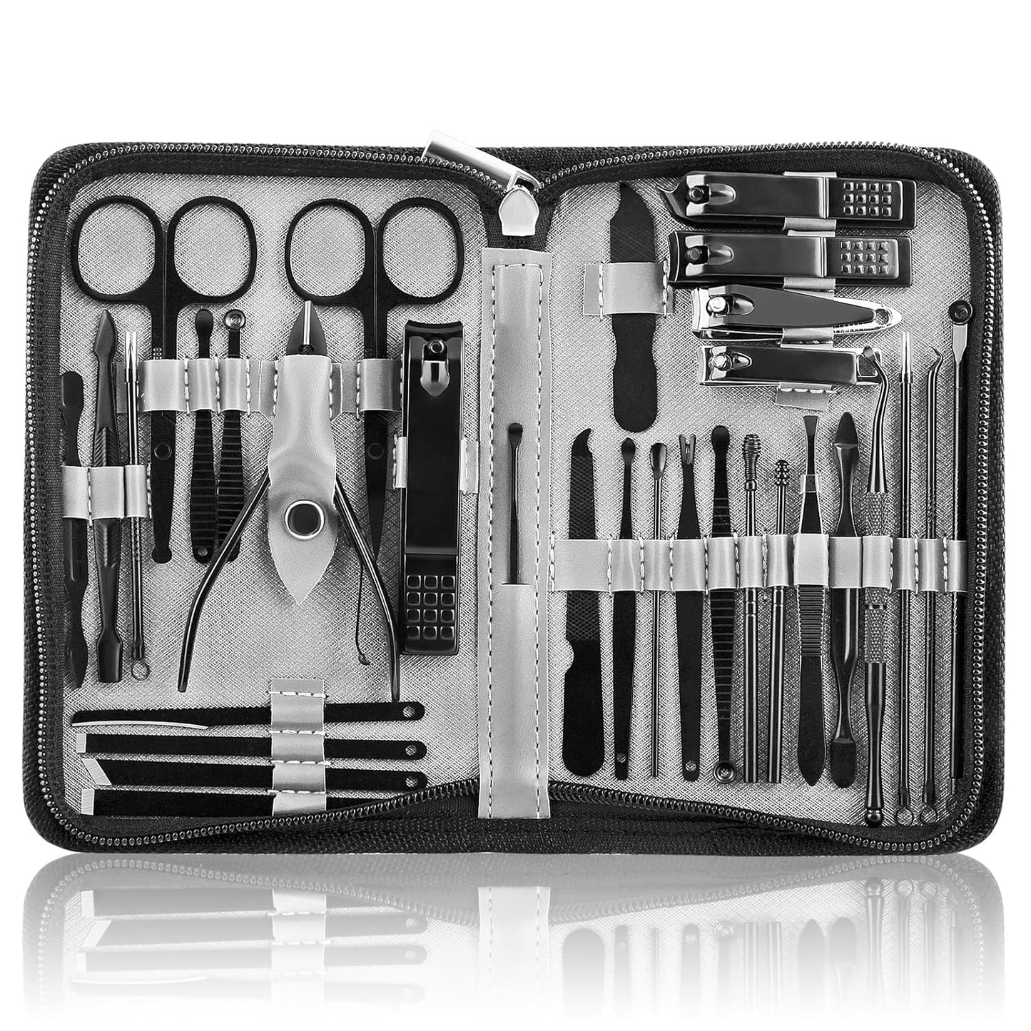 Manicure Set 32pcs Professional Nail Clippers Kit Pedicure Care Tools-Stainless Steel Grooming Tools for Travel