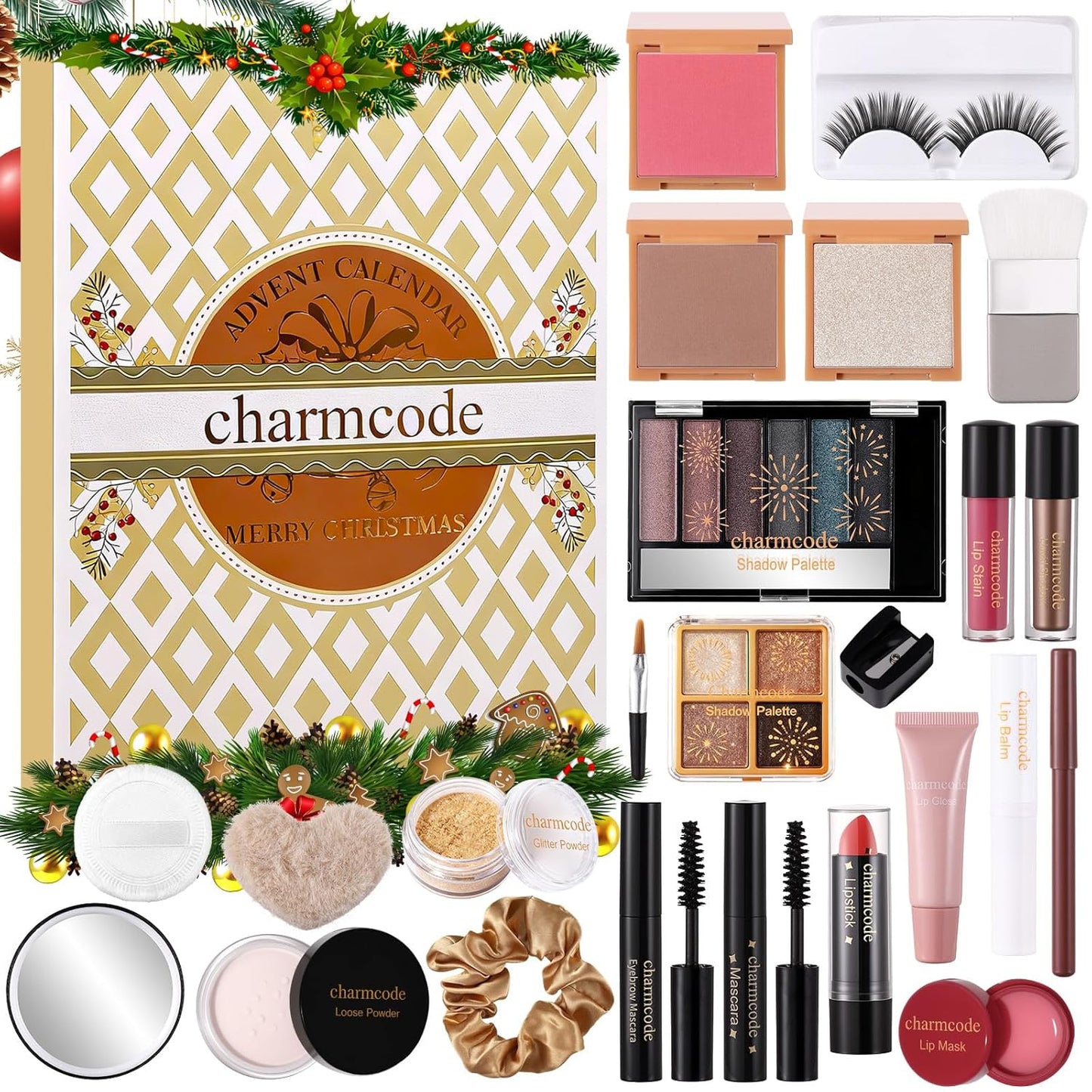 Makeup Advent Calendar 2025 – 24 Days Christmas Make Up Gift Set for Adlut Women & Teen Girls, CHARMCODE Xmas Cosmetic Countdown Calendar, Full Holiday Beauty Kits with Surprises