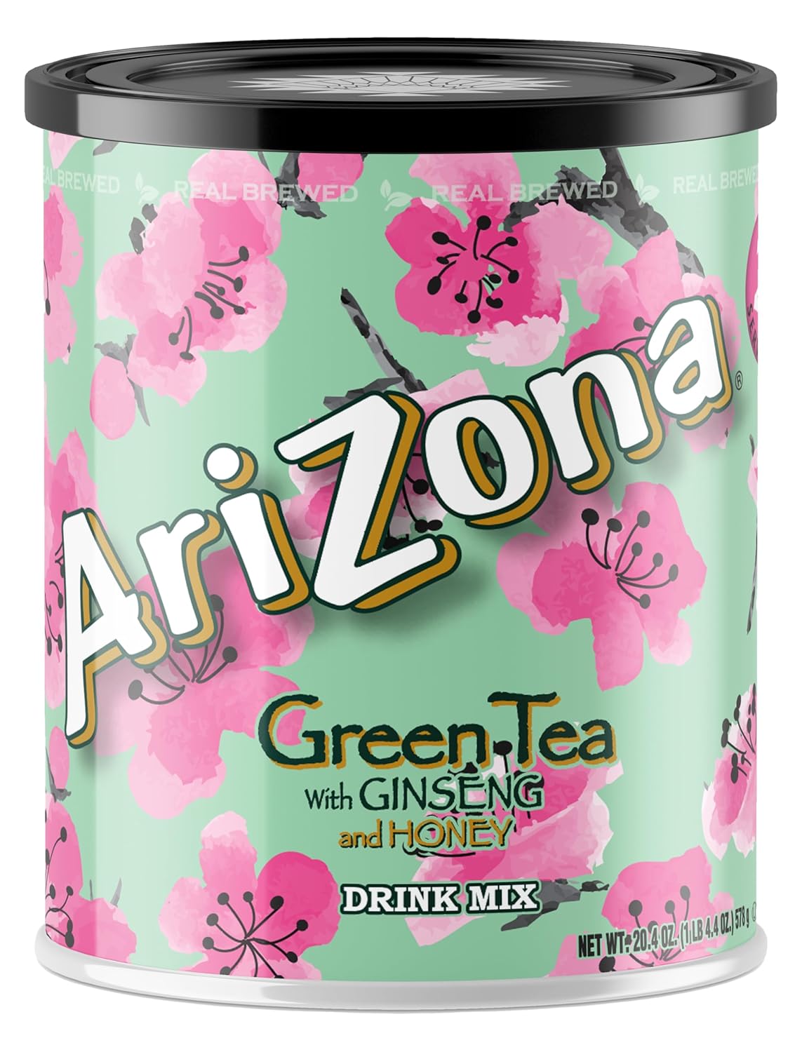 AriZona Green Tea - Sugar Sweetened Powdered Drink Mix - 20.4oz Canister, Makes 8 Quarts (Pack of 12)