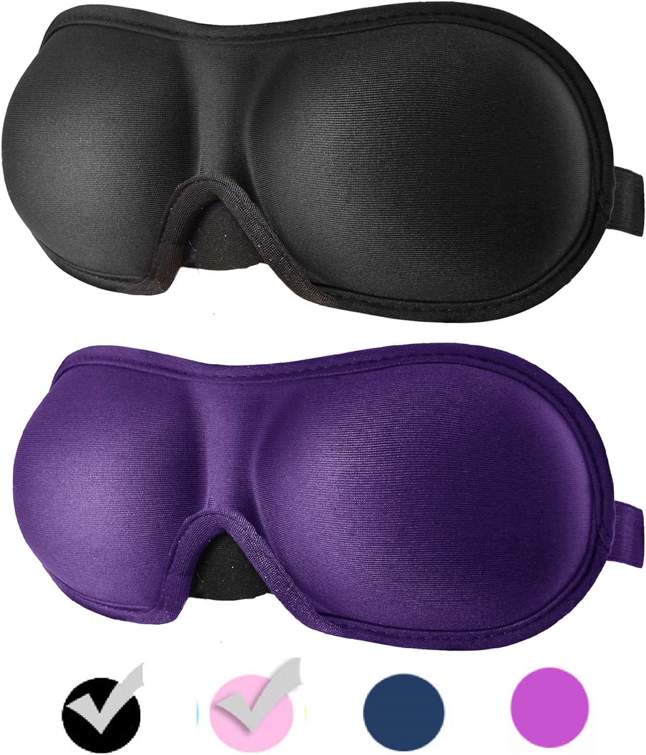 3D Eye mask for Sleeping,Machine Washable, Sleep Mask for Women, Blinder Blindfold Airplane (Black+Purple)