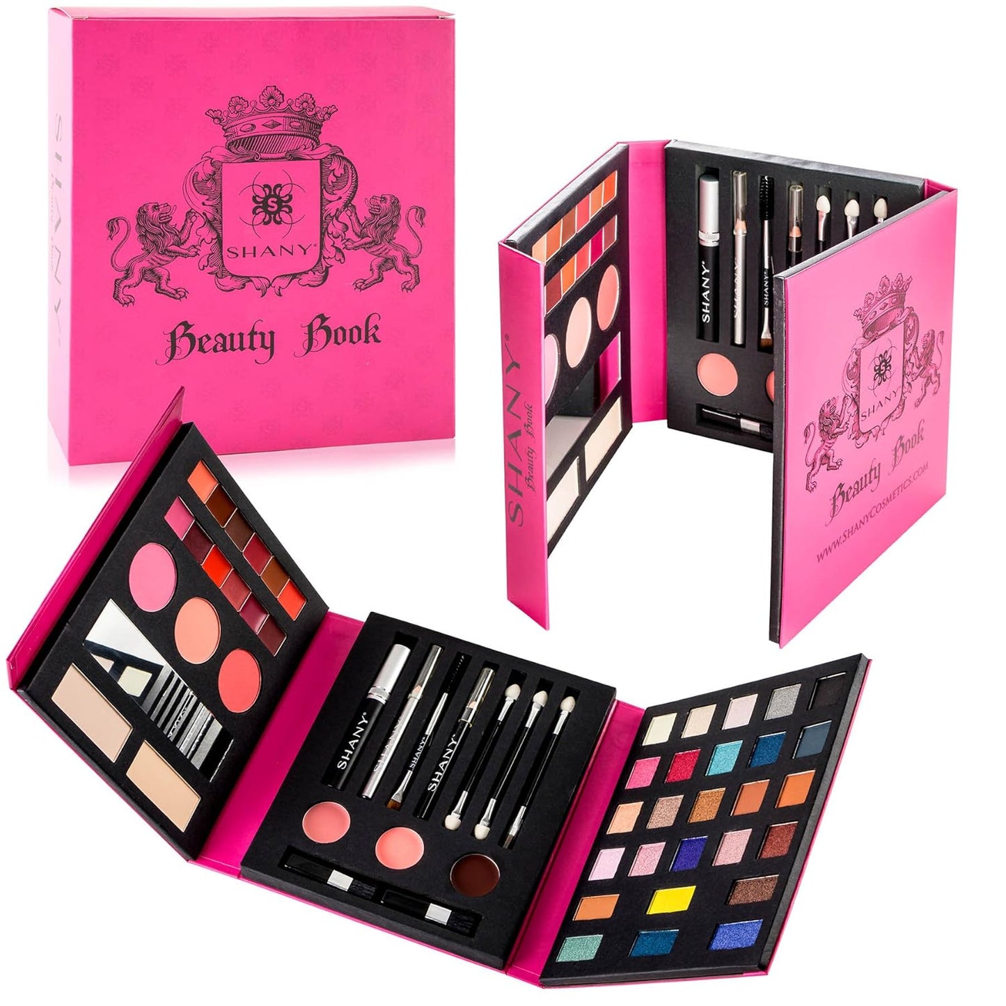 SHANY Original Beauty Book Makeup Set All in one Travel Make up Kit - 35 Colors Eyeshadow, Eye brow, blushes, powder palette, Lip Colors, Eyeliner pens & Cosmetics Mirror - Gift Set
