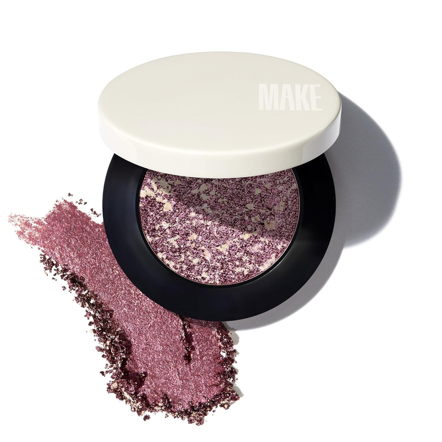 MAKE Beauty Multi-Chromatic Eye Shadow. Metal Reflecting Luminous Foil Finish Creamy, Buildable, Dimensional Long-wear, Crease-proof Powder Eyeshadow, Multichrome Shade - Glaze, Light Champagne
