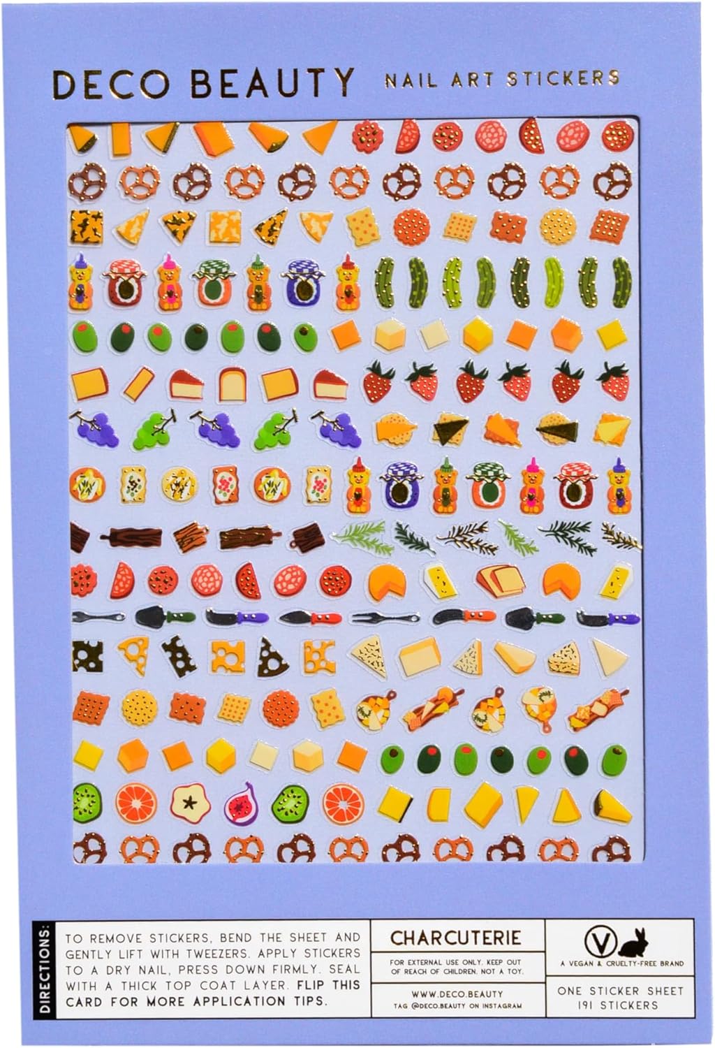 Deco Beauty Charcuterie Nail Stickers - Lightweight & Easy-to-Apply Nail Art with Trendy Designs - Durable & Long-Lasting Nail Stickers for Women, Ideal for DIY Manicures & Salon-Quality Nails