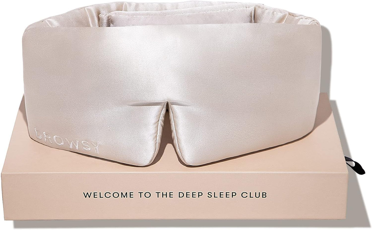 DROWSY Silk Sleep Mask - Face-Hugging, Padded Cocoon for Luxury Sleep in Total Darkness - 100% Pure Mulberry Silk (Dusty Gold)