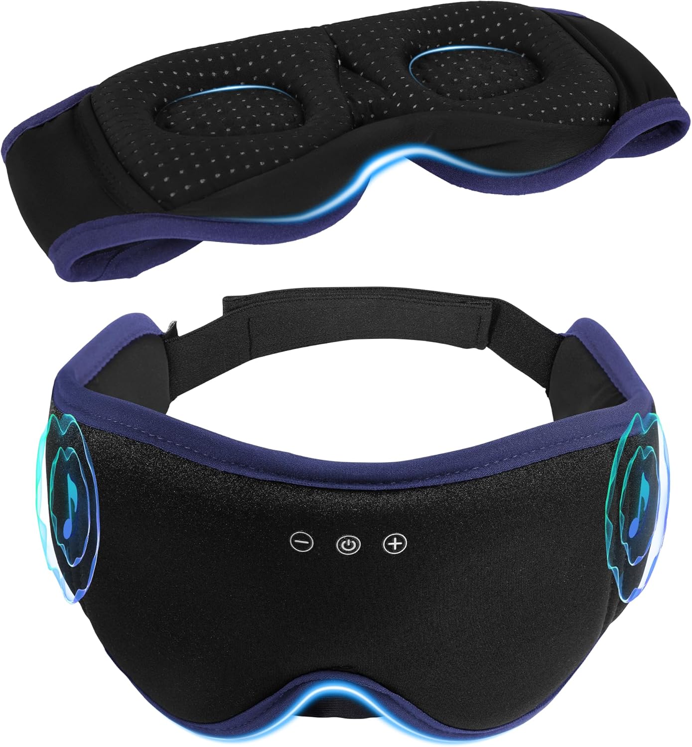 LC-dolida Sleep Mask with Headphones Bluetooth 5.4, 3D Sleeping Headphones for Side Sleepers Bluetooth Sleep Mask Blackout Bluetooth Eye Mask for Sleeping Travel Meditation Men Women