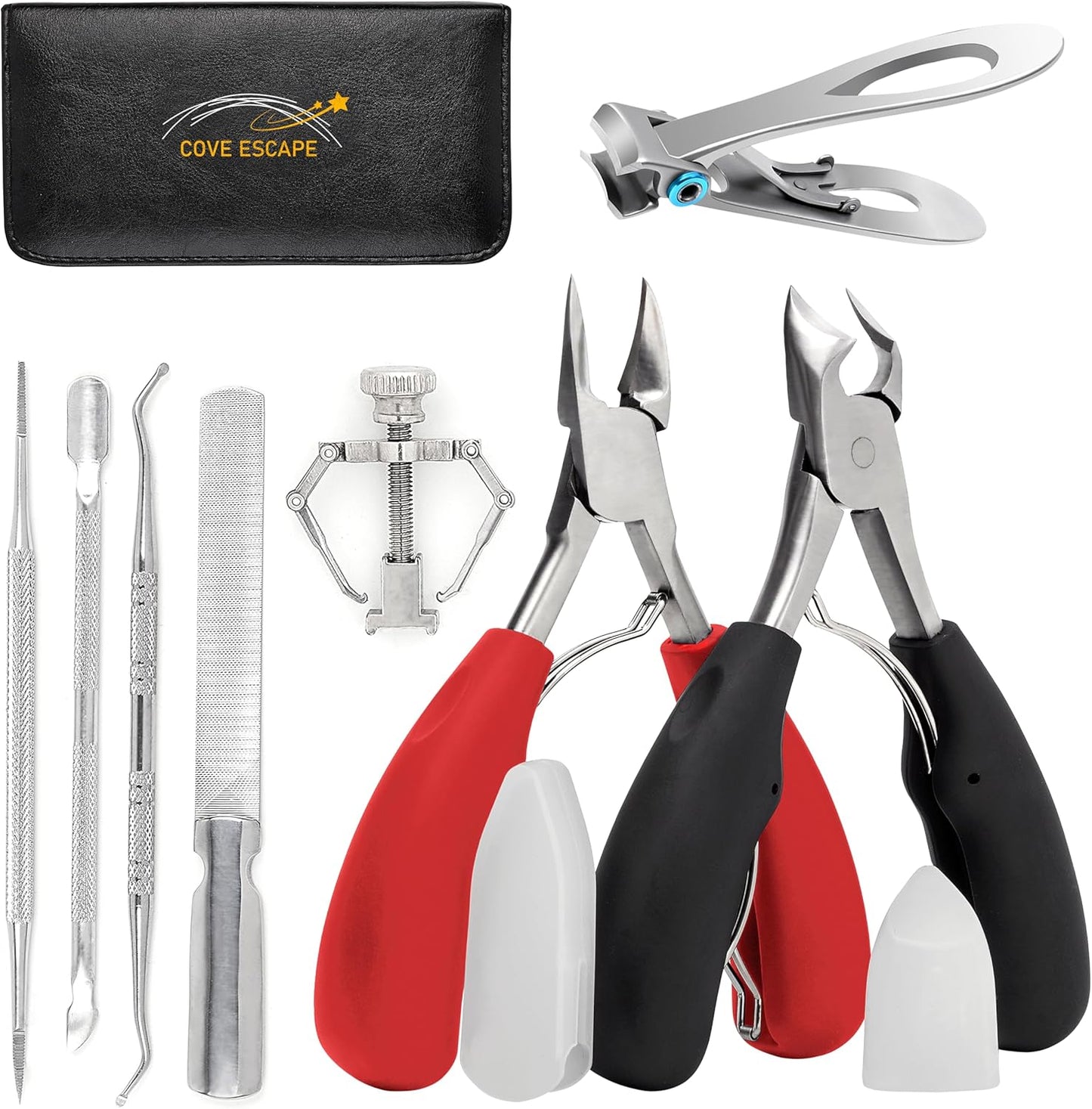 Toenail Clippers for Seniors Thick Toenails- Heavy Duty Podiatrist Ingrown Toe Nail Cutter for Men, Professional & Adults - Easy Grip Handle Stainless Steel (Large, 8, Count)