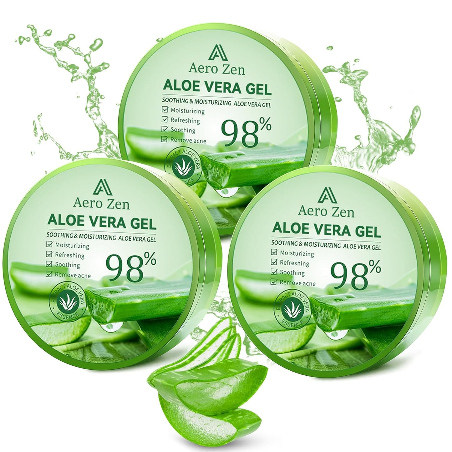 3-Pack Pure Aloe Vera Gel for Face & Body, 98% Pure Aloe Vera Gel for Skin, Scalp, & Hair, Soothing Aloe Face Moisturizer, Multipurpose Skin Care(30oz)