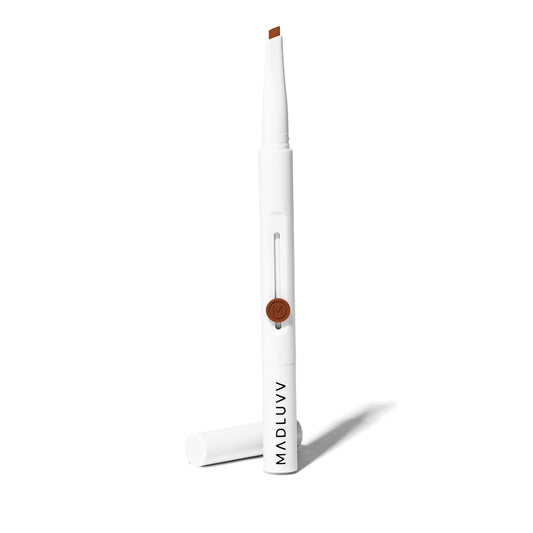 MADLUVV Exacto Brow Pencil for Flawless, Long Lasting, Realistic Brows with Dual-Ended Design Featuring Retractable Blade Tip for Precise Hair Like Detail and Blending Brush - True Red