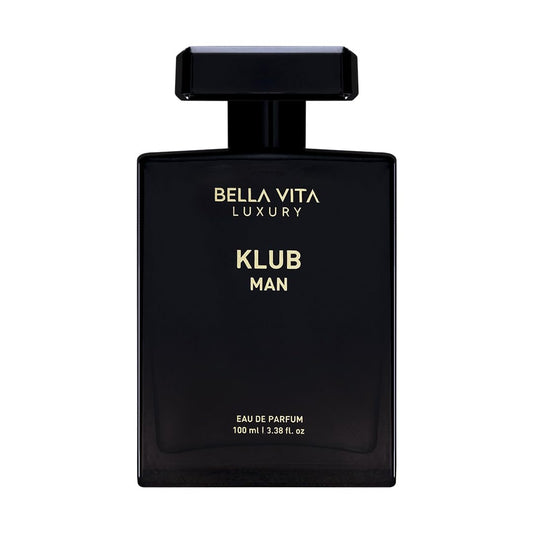 BellaVita Luxury KLUB Men's Eau De Parfum (100ml) | Intense, Masculine Party Perfume for Men | Notes: Lemon, Jasmine, Rose, Musk, Amber and Patchouli | Made with Premium Long-Lasting Perfume Oils