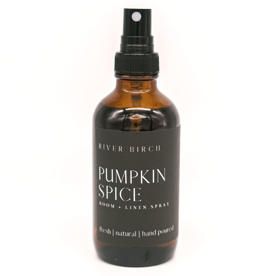 River Birch Pumpkin Spice Scented Linen and Room Spray | Home Fragrance | 4 oz Glass Amber Bottle | Luxury Signature Scent | Handmade in Texas