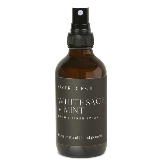 River Birch White Sage + Mint Scented Linen and Room Spray | Home Fragrance | 4 oz Glass Amber Bottle | Luxury Signature Scent | Handmade in Texas