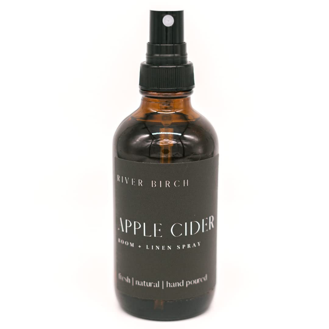 River Birch Apple Cider Scented Linen and Room Spray | Home Fragrance | 4 oz Glass Amber Bottle | Luxury Signature Scent | Handmade in Texas