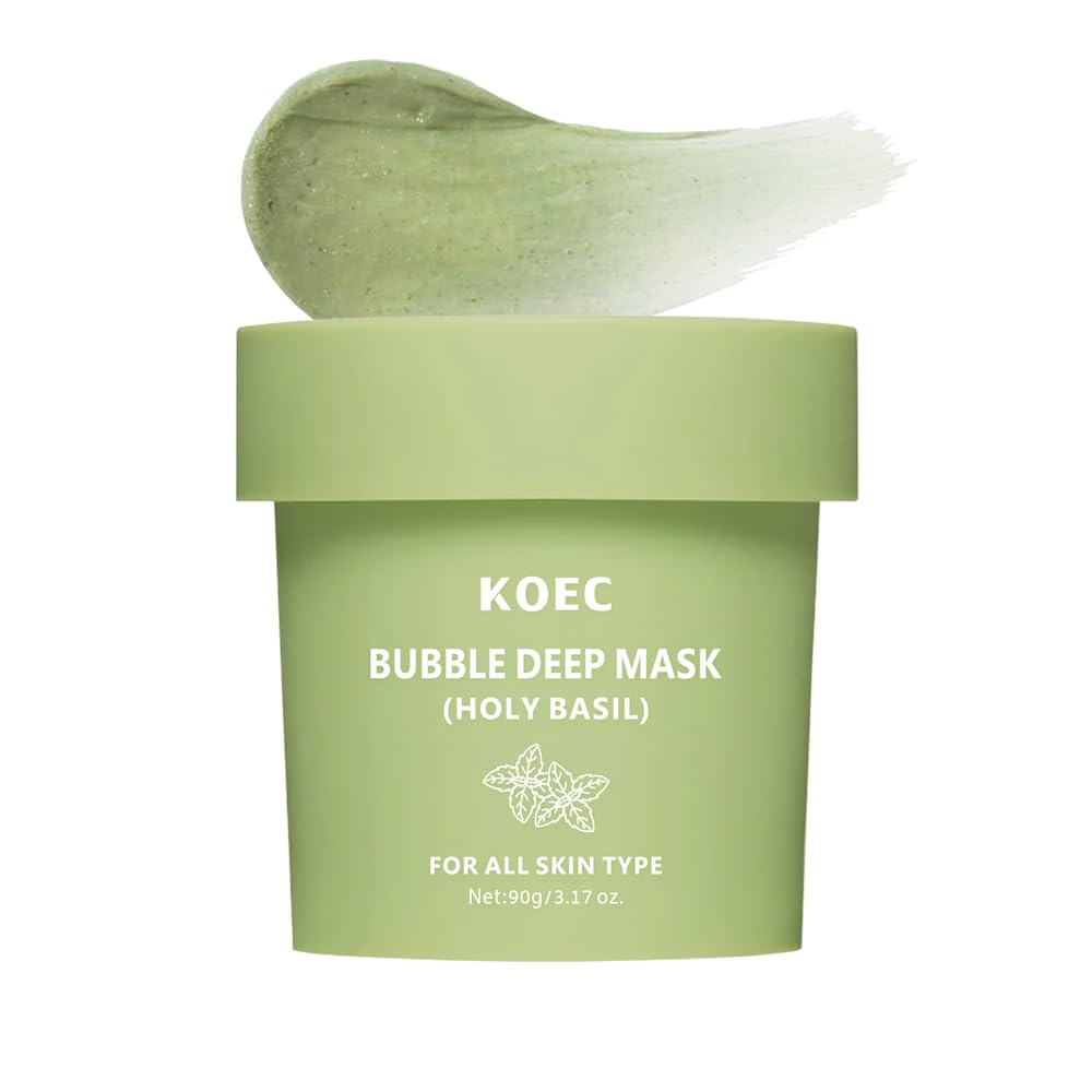 Holy Basil Bubble Deep Mask, Clay Wash-Off Pack for Pores and Blackheads, (90g / 3.17 oz)