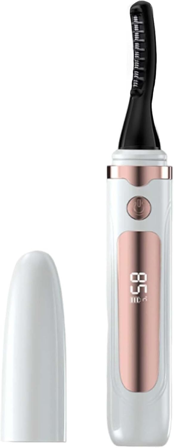 Heated Eyelash Curler, Rechargeable Electric Lash Curler with 10s Quick Heat, 4 Temp Settings 65°C-95°C, Long-Lasting 24H Curl, Safe Heated Lash Curler for Women, Girls & Daily Makeup (White)