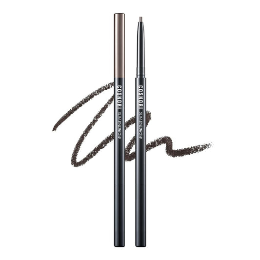COSNORI Slim Eyebrow Pencil 03 Dark Choco - 2mm Micro-Fine Pencil Brow with Brush, Natural-Looking Brows, Long Lasting & Waterproof, Micro-Slim, Soft drawing, 0.005oz (0.14g)