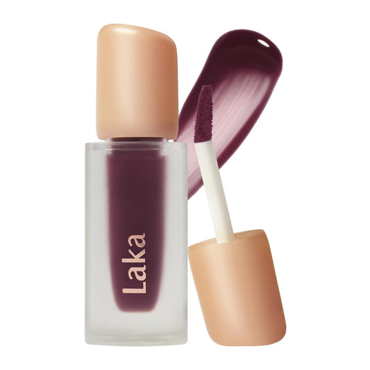 Laka Fruity Glam Tint, 4.5g/0.15 oz., Glowing Lip Stain with Wide Color Spectrum, Hydrating & Lightweight Texture, Long-Lasting Bold Stain, Non-Sticky, Vegan, K-Beauty (#123 Unsweet Berry)