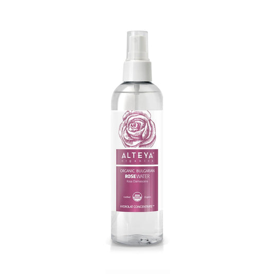 Alteya Organics Rose Water USDA Certified Organic Facial Toner, 8.5 Fl Oz/250mL Pure Bulgarian Rosa Damascena Flower Water, Award-Winning Moisturizer BPA-Free Spray Bottle