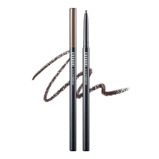 COSNORI Slim Eyebrow Pencil 01 Brownie - 2mm Micro-Fine Pencil Brow with Brush, Natural-Looking Brows, Long Lasting & Waterproof, Micro-Slim, Soft drawing, 0.005oz (0.13g)