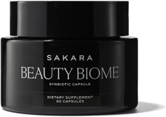 Sakara Beauty Biome – Daily Synbiotic Supplement for Skin + Gut Health with Probiotic, Dermaval, Vitamins A, D, E, Antioxidants, Prebiotics & Enzymes – for Clear, Radiant, Hydrated Skin – 60 Capsules