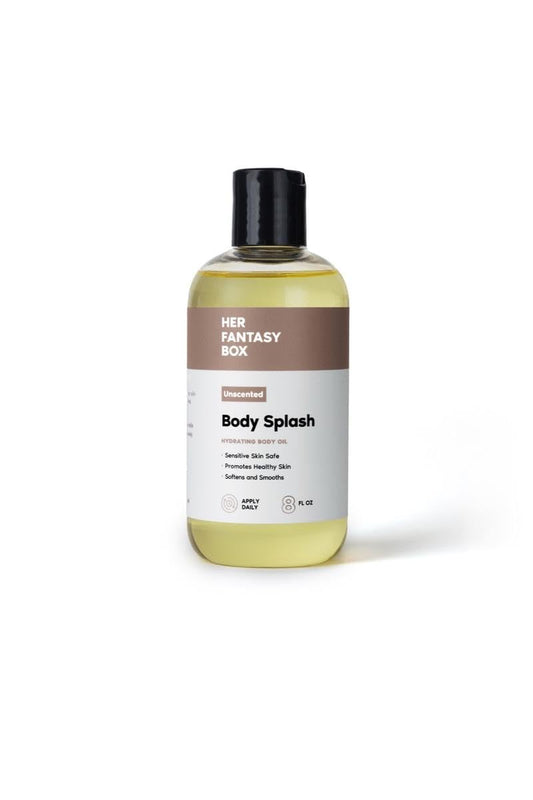 Her Fantasy Box | Body Splash Hydrating Body Oil - Moisturizing, Non-Greasy Formula for Soft, Smooth Skin - All-Natural, Lightweight & Nourishing (8 Fl Oz, Unscented)