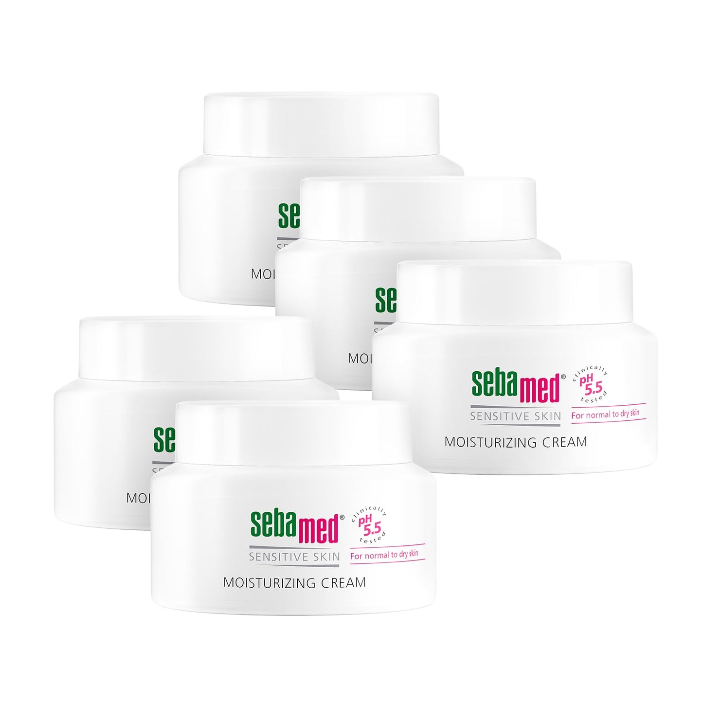 SEBAMED Moisturizing Face Cream for Sensitive Skin Antioxidant pH 5.5 Vitamin E Hypoallergenic 2.6 Fluid Ounces (75mL) Ultra Hydrating Dermatologist Recommended Moisturizer (Pack of 5)