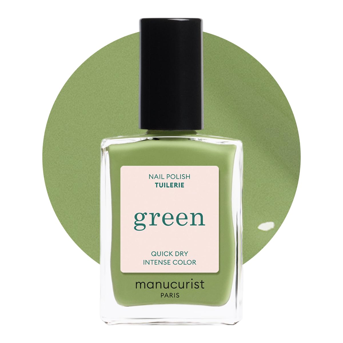 Manucurist Green Tuileries - Green Nail Polish - 9-Free, Vegan and Plant-Based - Quick Dry Manicure - Non Toxic - Made in France - 0.5 fl oz