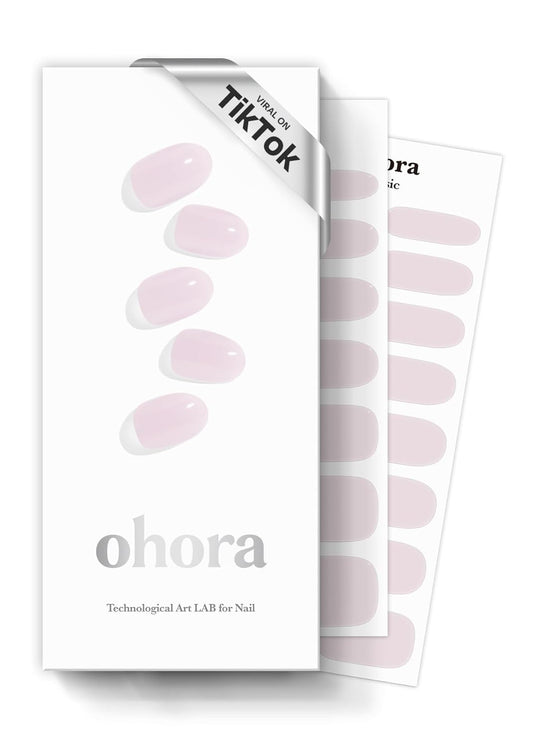 ohora Semi Cured Gel Nail Strips (N Bare Pink) - Works with Any Lamps, Salon-Quality, Long Lasting, Easy to Apply & Remove - Includes 2 Prep Pads, Nail File & Wooden Stick