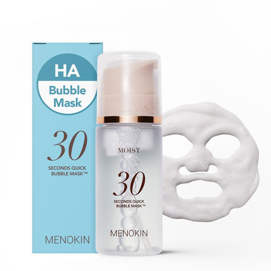 MENOKIN 30 Seconds Quick Bubble Mask [MOIST] - [Hyaluronic Acid] in Micro-bubbles, 8 Types for 96% Moisture Improvement, Deep Hydration, Niacinamide, Korean Skin Care Essential, 70 Uses, 3.21 fl.oz