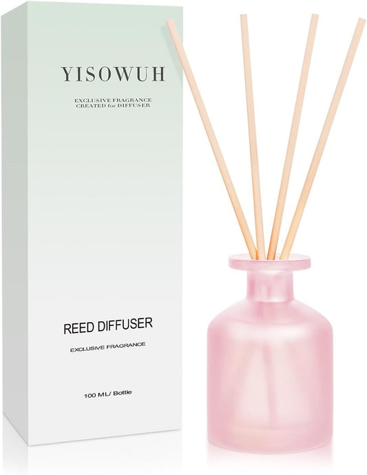 Reed Diffuser - Ebony Rose 3.38oz (100ml) 1 Pack Essential Oil Reed Diffuser Set with 8 Sticks, Long Lasting Fragrance for Home, Bathroom, Bedroom, Room, Decor