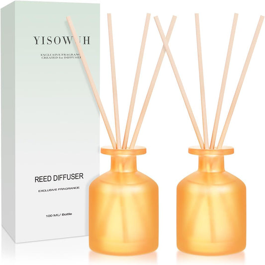 Reed Diffuser - Citrus 3.38oz (100ml) 2 Pack Essential Oil Reed Diffuser Set with 8 Sticks, Long Lasting Fragrance for Home, Bathroom, Bedroom, Room, Decor, Gifts