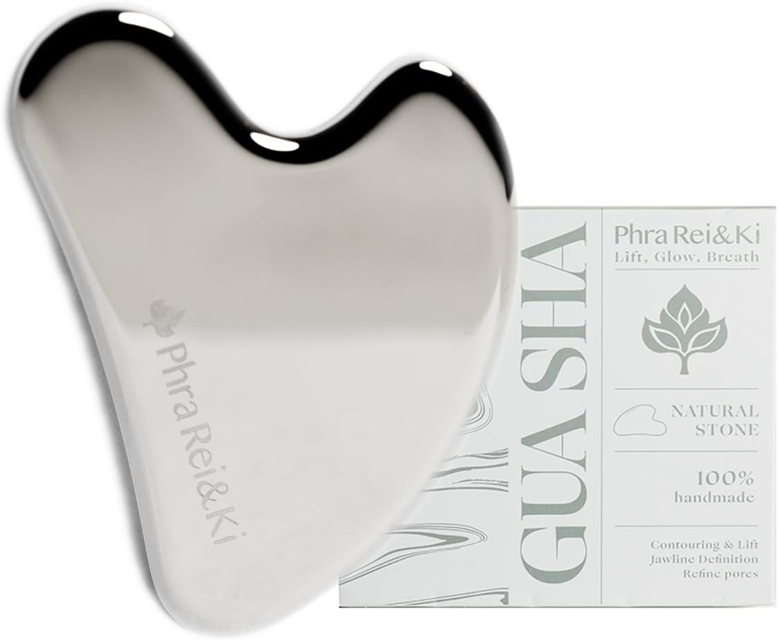 Phra Rei&Ki] Gua Sha Facial Tools, Customed Natural Jade Stone, Gua Sha Tool for Face, Manual Massage Tool for Jawline Sculpting, Puffiness Reducing and Face Lifting, Massager for Skin-Care