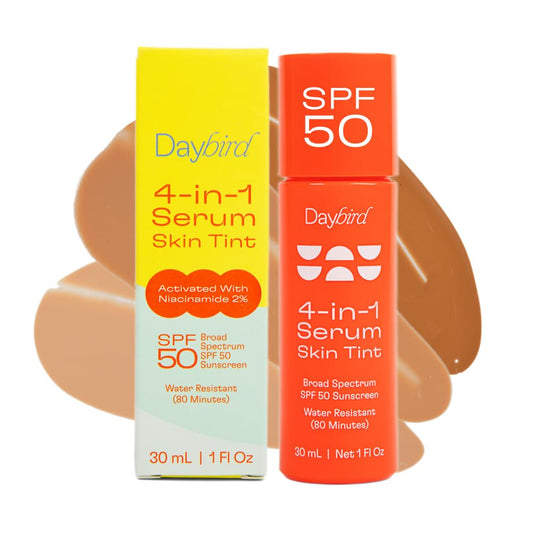 Daybird 4 in 1 Tinted Serum, Tinted Moisturizer and Sunscreen for Face, SPF 50+ Niacinamide, 1 Ounce (light)