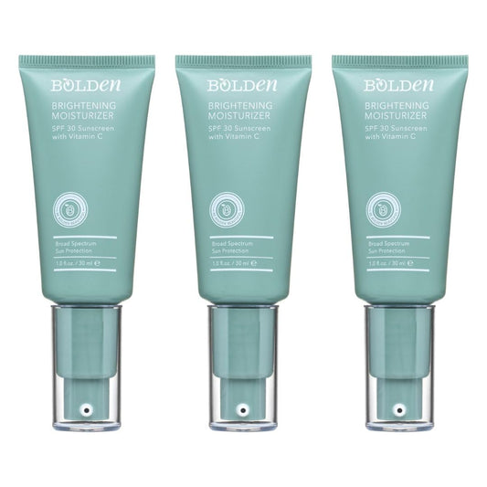 Bolden SPF 30 Brightening Face Moisturizer with Vitamin C | Broad Spectrum UVA/UVB Sunscreen | Applies Clear without Chalky Residue |1.0 FL Oz (Pack of 3)