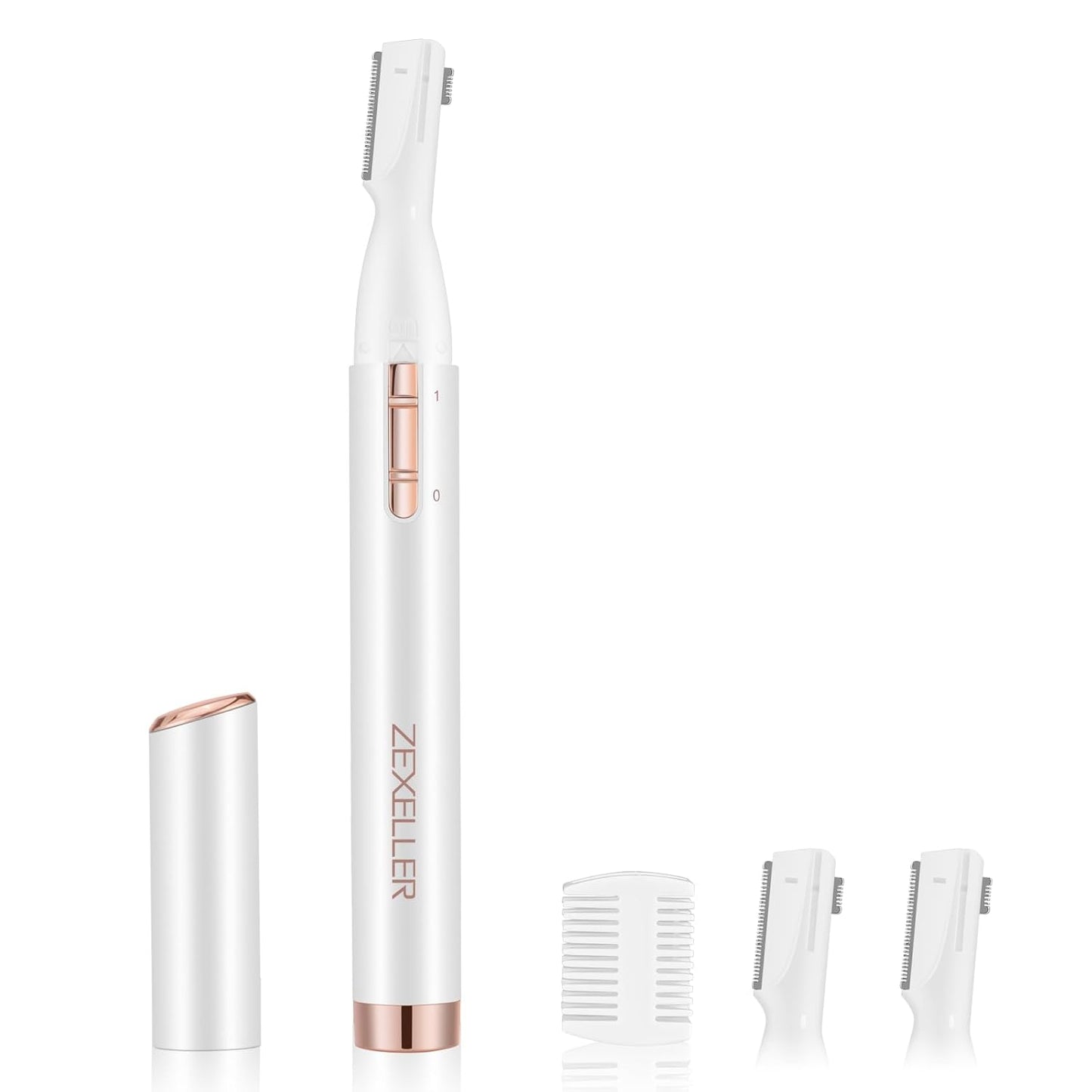 Upgraded Eyebrow Trimmer, Precision Facial Hair Trimmer with Comb, Battery Operated Painless Electric Eyebrow Razor Facial Hair Remover Face Chin Neck, Upper-Lip, Peach-Fuzz