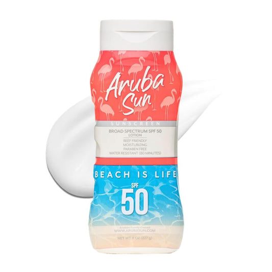 SPF 50 Sunscreen Lotion 8oz - Reef Act Compliant no 67 Octinoxate & Oxybenzone Free - Sun Screen Broad Spectrum UVA/UVB - Sunscreen Waterproof and Non-Greasy