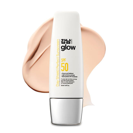 Day Shield Perfect Sunscreen SPF 50 - Effortless Tinted Sunscreen with Zinc Oxide, Sheer Moisturizer for face, Quick Absorption, Broad Spectrum, All Skin Types, Korean Skincare, 1.69 floz